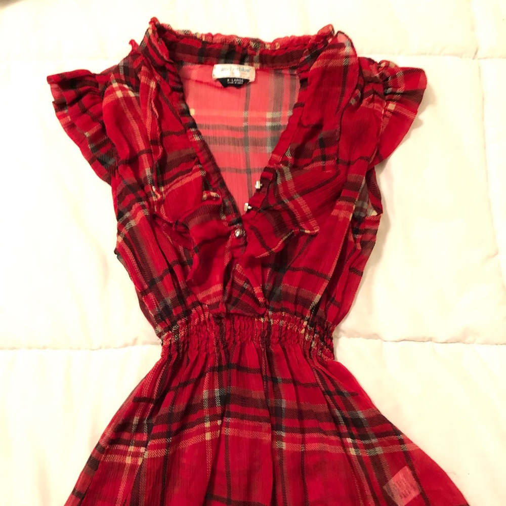Sheer plaid blouse